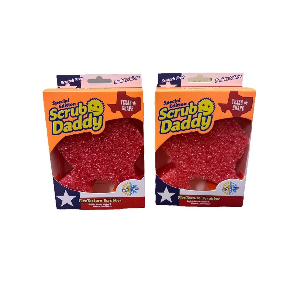 Scrub Daddy Texas Shape Scrubber Flex Texture Special Edition Red Lot Of 2